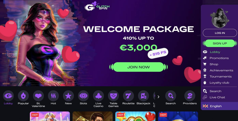 GlitchSpin Casino officiella webbplats